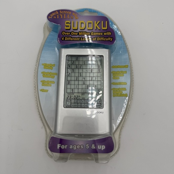 East West Other - New Sudoku Handheld Touch Screen & Stylus Over 1 Million Games 4 Levels Silver